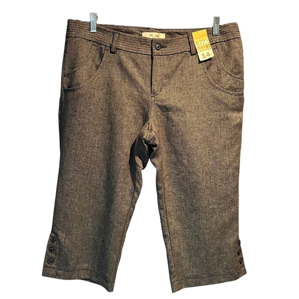 NWT Old Navy Size 14 Capris Low Waist Wool Blend Fall Textured Black Charcoal